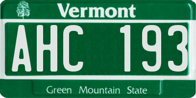 VT license plate AHC193
