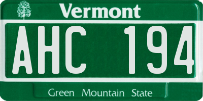 VT license plate AHC194