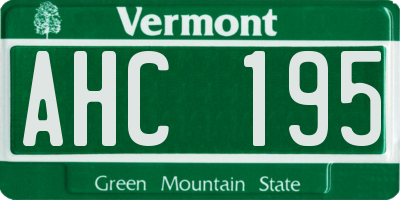 VT license plate AHC195