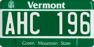 VT license plate AHC196
