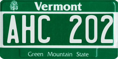 VT license plate AHC202