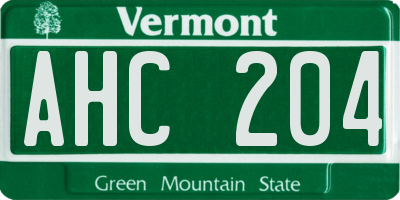 VT license plate AHC204