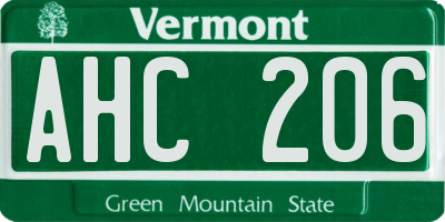 VT license plate AHC206