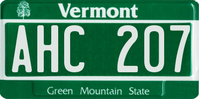 VT license plate AHC207