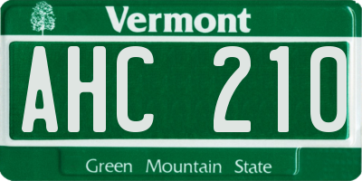 VT license plate AHC210
