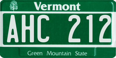 VT license plate AHC212