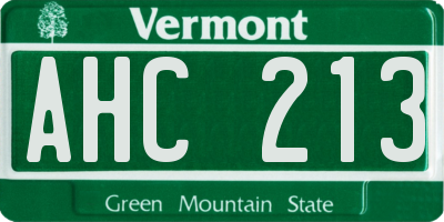 VT license plate AHC213