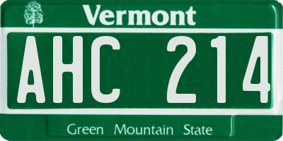 VT license plate AHC214