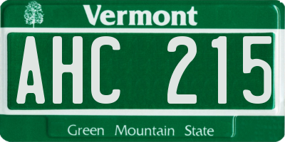 VT license plate AHC215