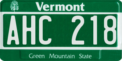 VT license plate AHC218