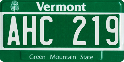 VT license plate AHC219