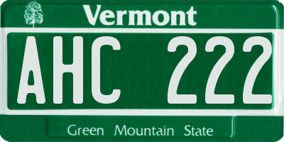 VT license plate AHC222
