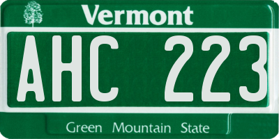 VT license plate AHC223