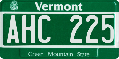 VT license plate AHC225