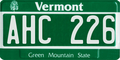 VT license plate AHC226