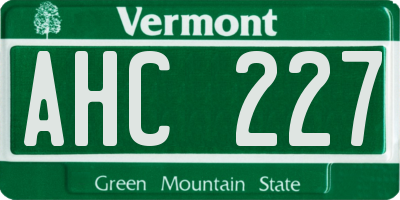VT license plate AHC227