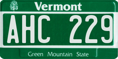 VT license plate AHC229