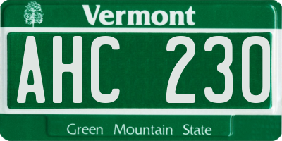 VT license plate AHC230