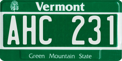 VT license plate AHC231