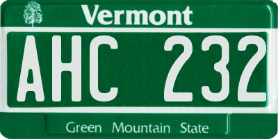 VT license plate AHC232