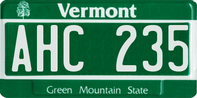 VT license plate AHC235