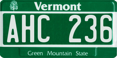 VT license plate AHC236