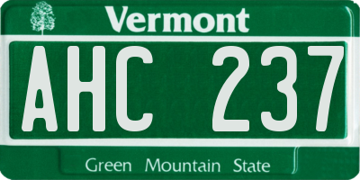 VT license plate AHC237