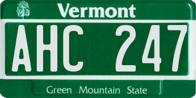 VT license plate AHC247