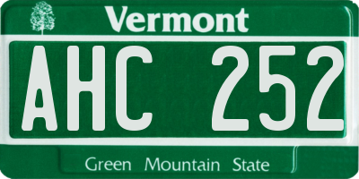 VT license plate AHC252