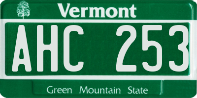 VT license plate AHC253