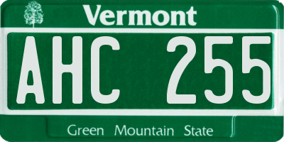 VT license plate AHC255
