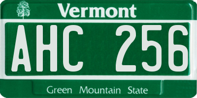 VT license plate AHC256