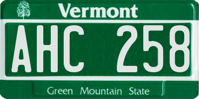 VT license plate AHC258
