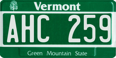 VT license plate AHC259