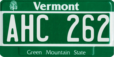 VT license plate AHC262