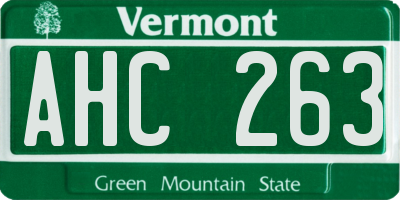 VT license plate AHC263