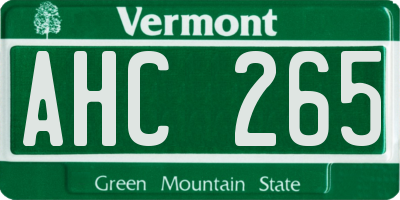 VT license plate AHC265