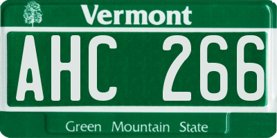 VT license plate AHC266