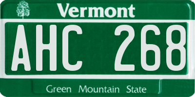VT license plate AHC268