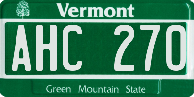 VT license plate AHC270