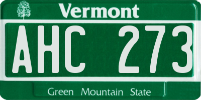 VT license plate AHC273