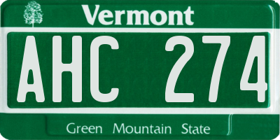 VT license plate AHC274