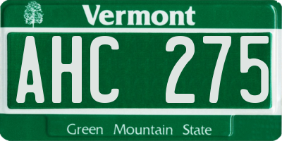 VT license plate AHC275