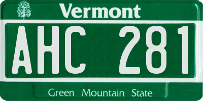 VT license plate AHC281