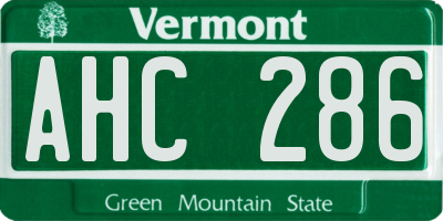 VT license plate AHC286