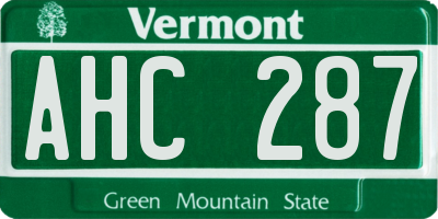 VT license plate AHC287
