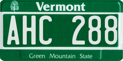 VT license plate AHC288
