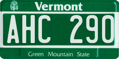 VT license plate AHC290