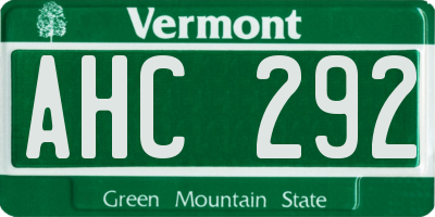 VT license plate AHC292