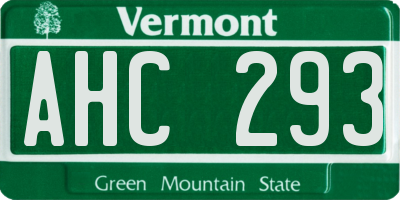 VT license plate AHC293